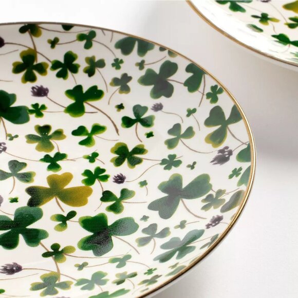 NEW Pottery Barn S/4 Shamrock Appetizer Plates NIB St. Patrick's Day Irish - Picture 2 of 5